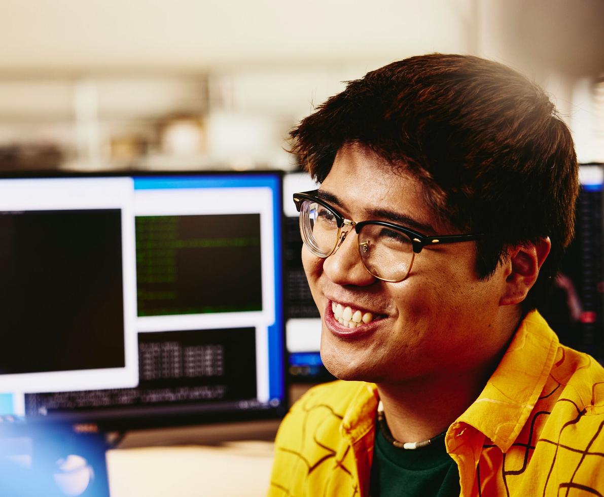 man working on computer
